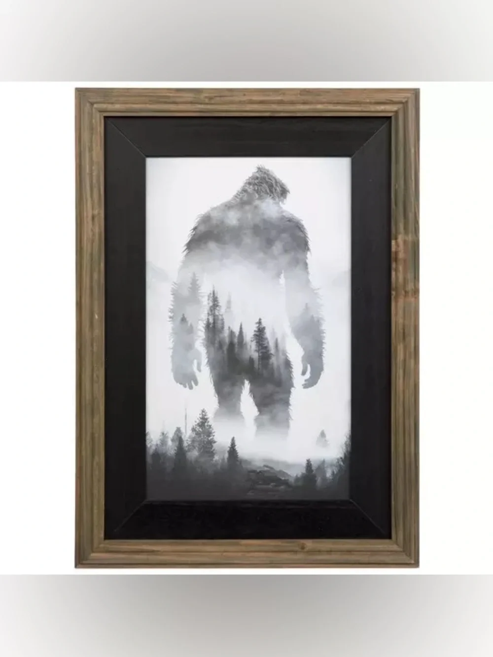 Sasquatch Double Exposure Wood Wall Decor